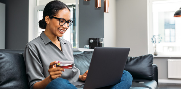 Woman holding credit card